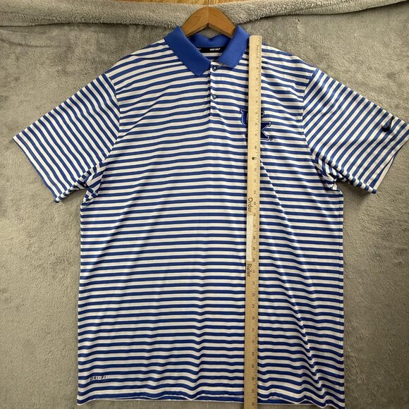 Kentucky Wildcats Polo Shirt Mens XL Blue NCAA Golf Nike Dri Fit Striped Stretch - Picture 11 of 15